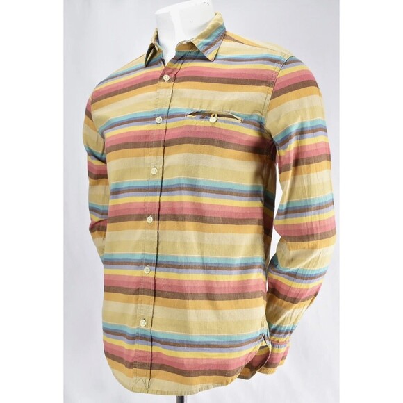 Lucky Brand Long Sleeve Button Multi Color Striped Shirt Mens Medium - Picture 3 of 6
